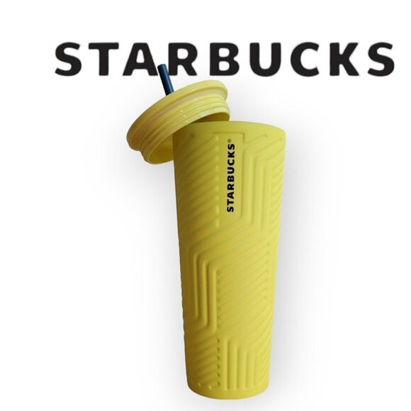 Starbucks Winter 2024 Yellow Metal Cold Cup 24oz - Picture 1 of 4